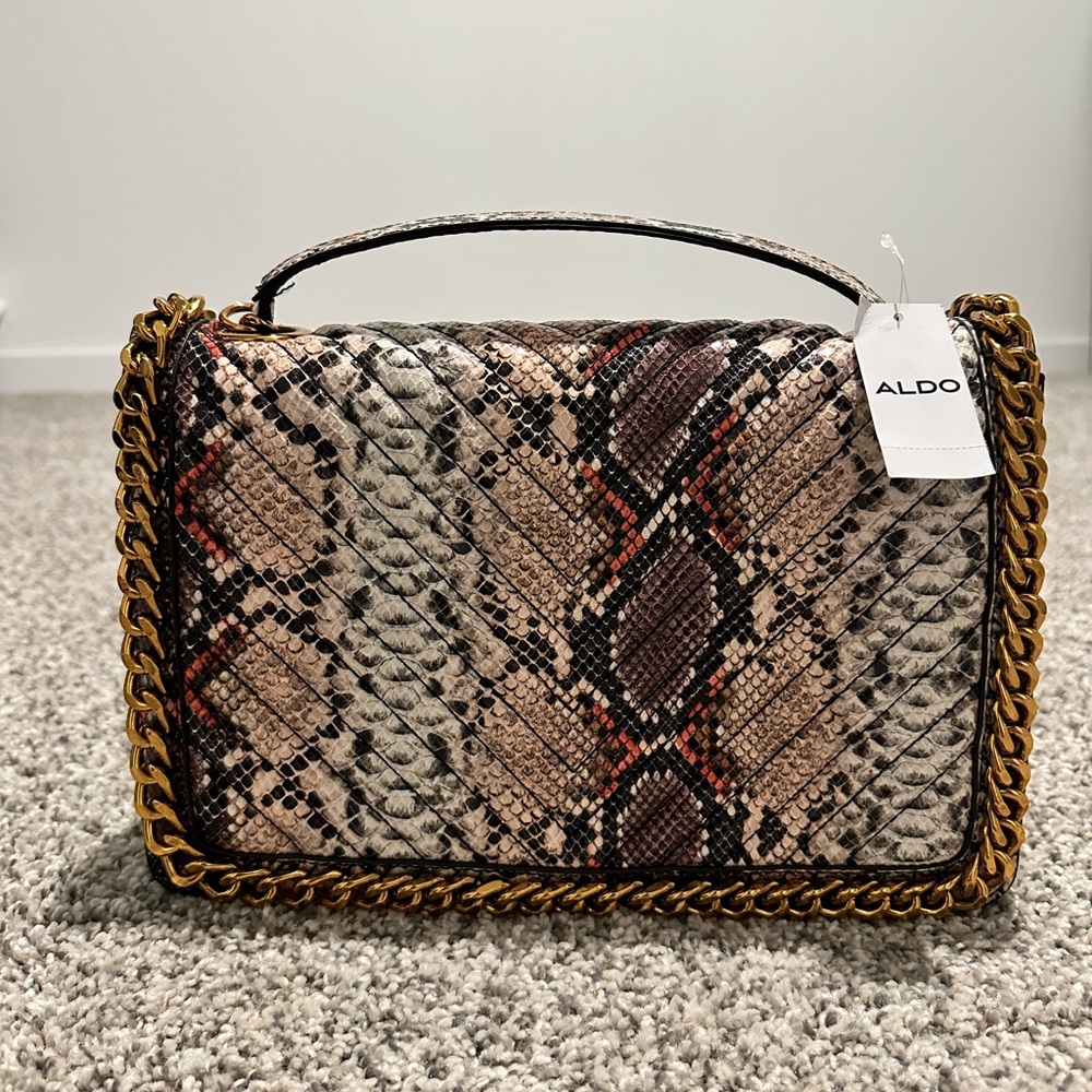 Aldo Snake Print Chain Trim Bag